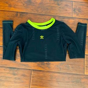 Fiorucci Adidas black mesh top size large